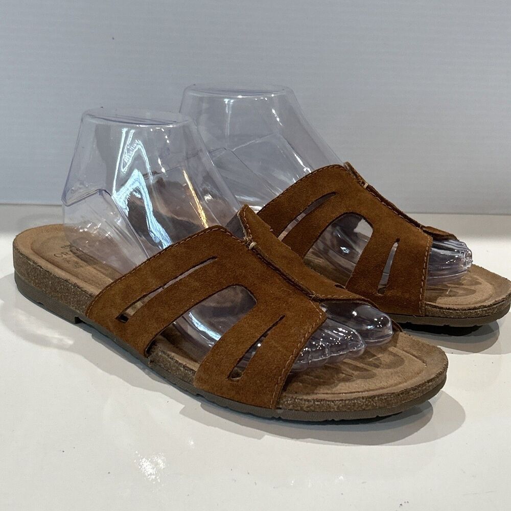 Earth Origins Lyndon Luna Comfort Memory Foam Brown Suede Sandals Womens 9.5